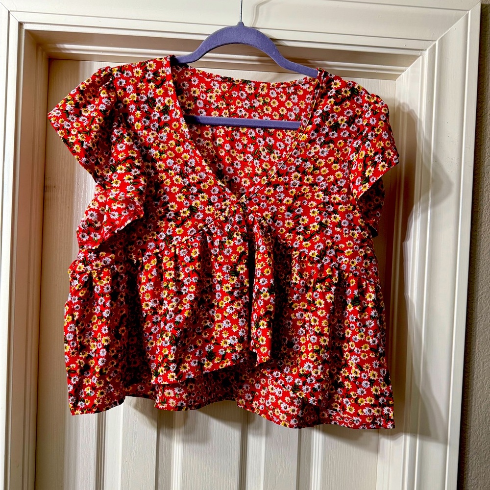 SHEIN v neck cropped top XL